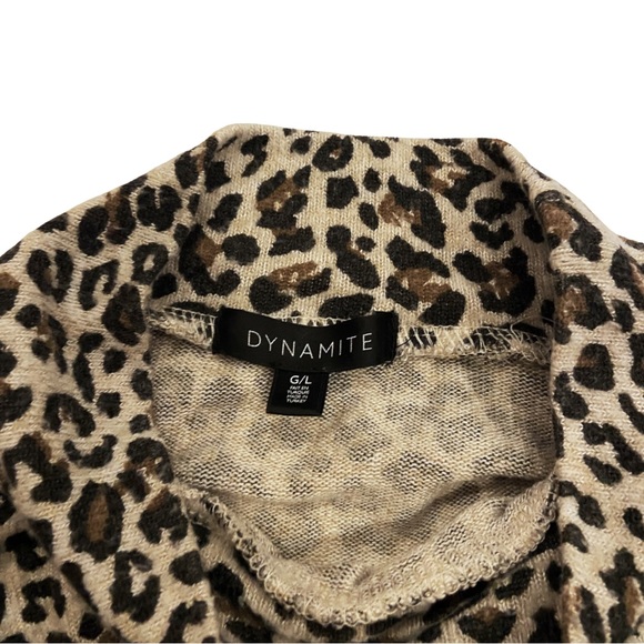 DYNAMITE Mock Neck Long Sleeves Leopard Print Tunic Soft Cozy Trending - Picture 5 of 10